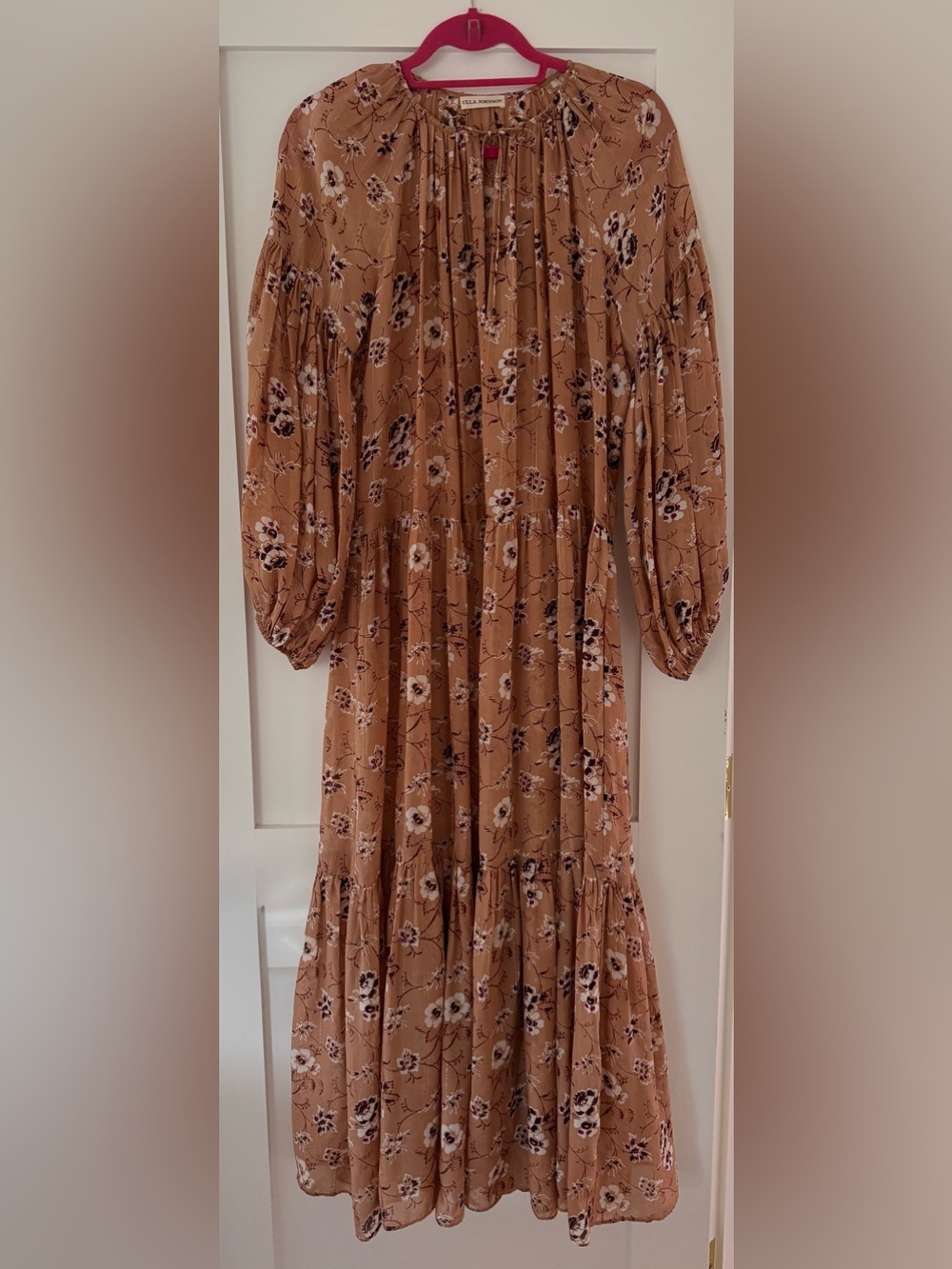 Ulla Johnson Abelia Floral Sheer Maxi Dress - Size 4, Cafe